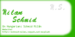 milan schmid business card